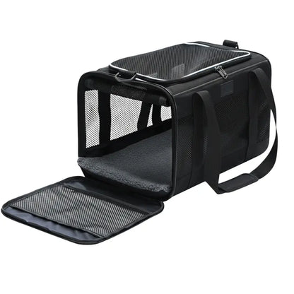 Dual-Sized Pet Carrier Bag with Fleece-Lined Bed and Rigid Base Insert