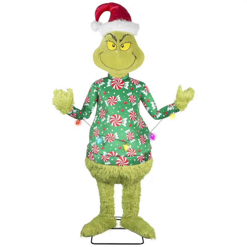 Life-Size Animated Grinch Decor  Dr. Seuss Holiday Figure in Festive Sweater, 5.8 Feet Tall