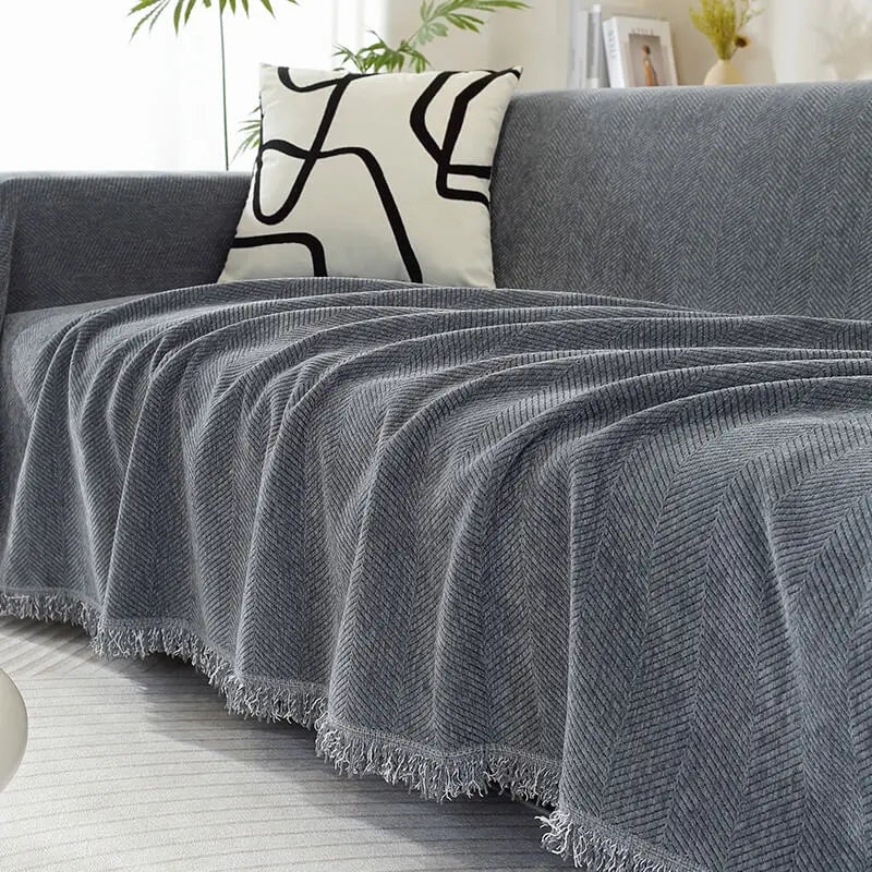 Decorative Sofa Throw Blanket  Patterned Design with Boho Tassel Trim