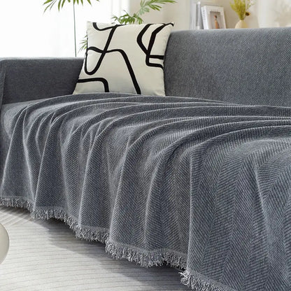 Decorative Sofa Throw Blanket  Patterned Design with Boho Tassel Trim