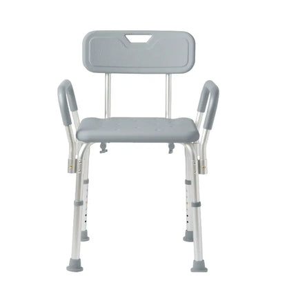 Adjustable Aluminum Shower Seat with Back Support and Armrests