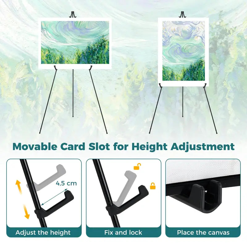 65-Inch Adjustable Metal Easel Stand Set with Card Slots and Non-Slip Rubber Feet (6-Pack)