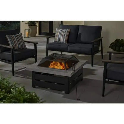 Hampton Bay 24″ Steel Fire Pit Insert Set with Mesh Cover, 3-Piece Replacement Kit