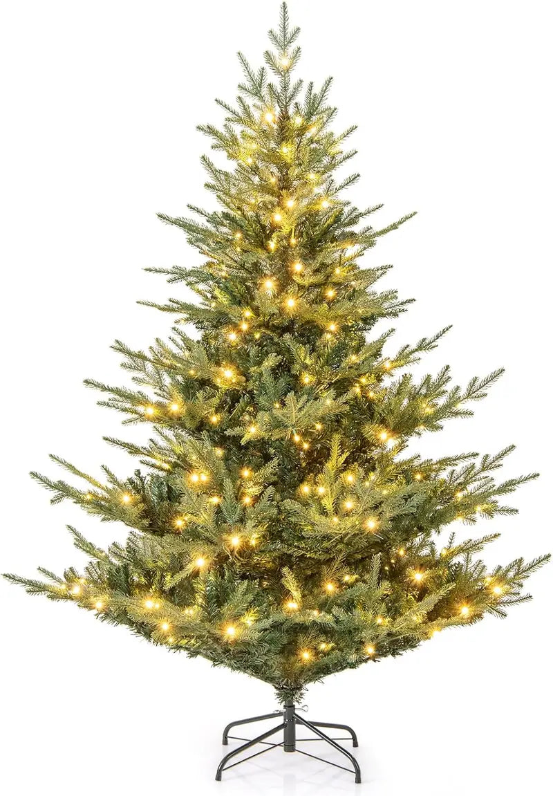 6- or 7-Foot Pre-Lit Artificial Tree  Hybrid PVC and PE Branch Construction for Natural Look