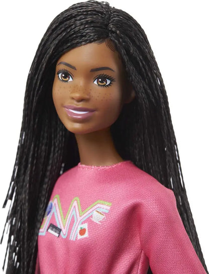 Barbie It Takes Two Brooklyn Doll with Braided Hair, Pink NYC Shirt, Metallic Skirt & Shoes