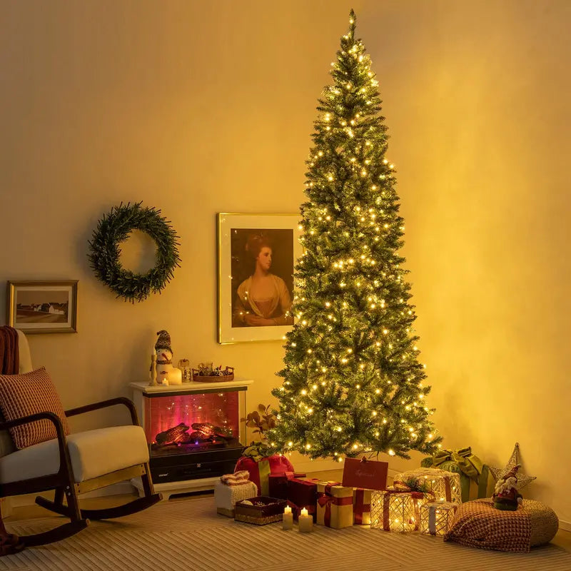 9-Foot Pre-Lit Slim Pencil Christmas Tree  500 Warm White LED Lights