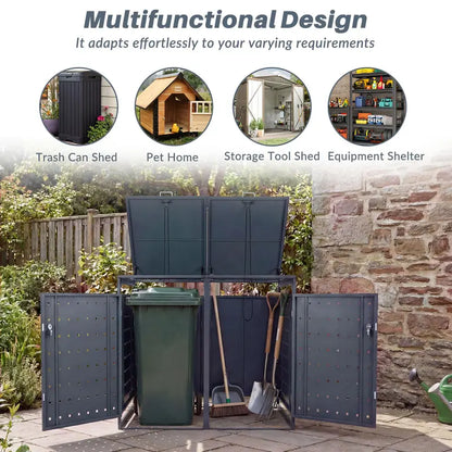 44-Cubic-Foot Outdoor Storage Bin with Dual Locking Doors, Gas Struts & Shock Absorption