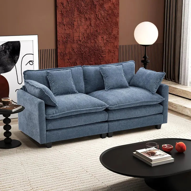 111.4-Inch L-Shaped Modular Cloud Sofa  Chenille 4-Seater with Ottoman & Deep Seat Design