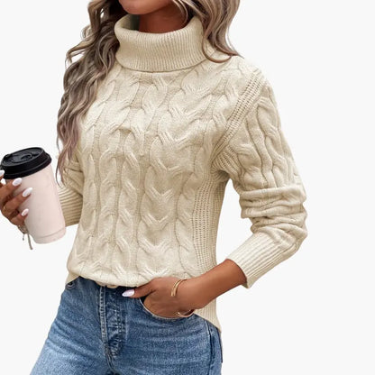 Women’s Traditional Cable-Knit Turtleneck Sweater