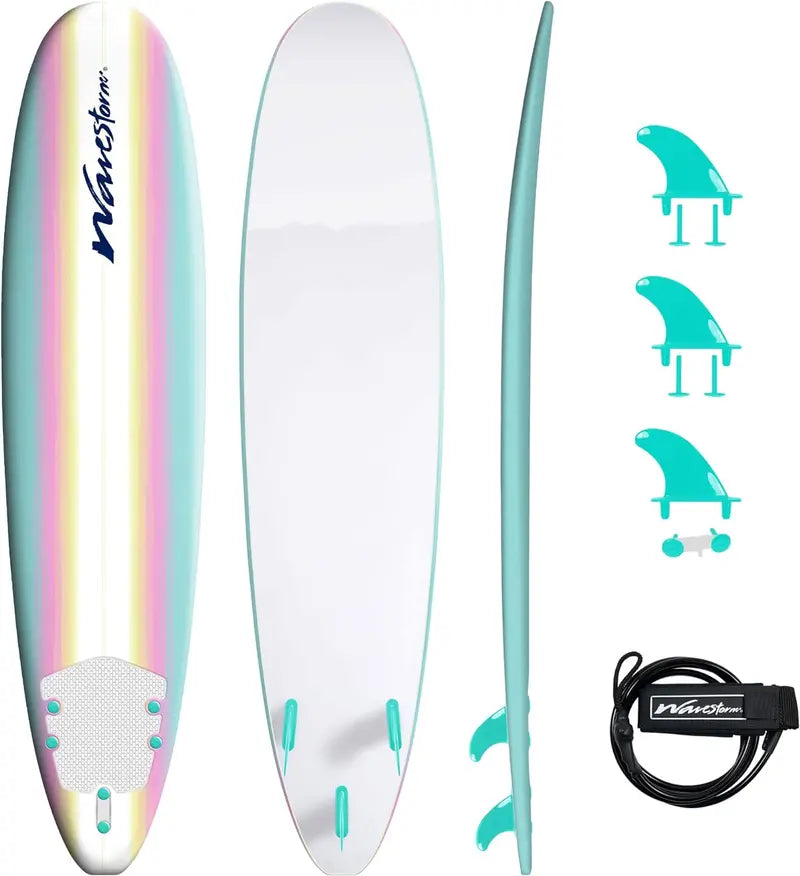 Classic Soft-Top Foam Surfboard  8-Foot Beginner-Friendly Board