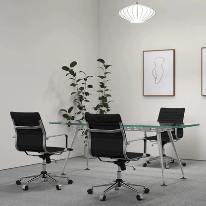 LUXMOD Ribbed Ergonomic Office Chair  Breathable Mesh Back & Adjustable Seat