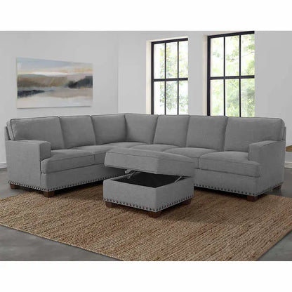 Thomasville Emilee Fabric Sectional Sofa with Integrated Storage Ottoman