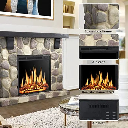 50-Inch Electric Fireplace with Stone Mantel  Y4926 All-in-One Hearth Package