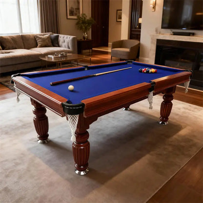 Classic Slate-Finished 8-Foot Pool Table  Walnut Wood Frame with Full Cue & Ball Set for Home Use