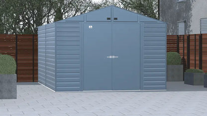 Arrow Select 10′ x 14′ Steel Storage Shed  Blue-Grey Finish, Weather-Resistant Construction