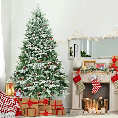 6.5-Foot Snow-Flocked Artificial Christmas Tree  Full-Bodied Faux Pine with Frosted Finish