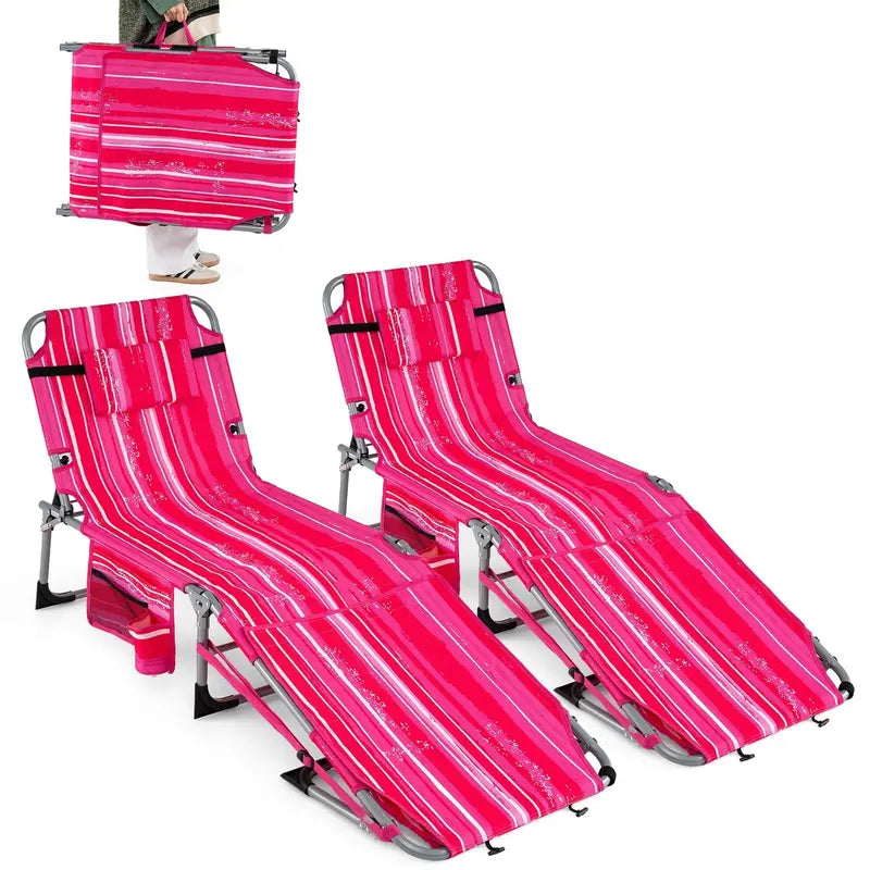Adjustable Tanning Chair with Face Arm Holes, Four-Position Recline & Comfort Head Pillow