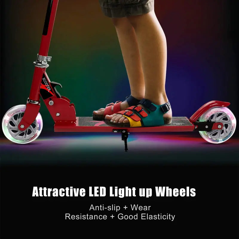Kids’ Folding Kick Scooter  Aluminum Frame with Dual Flashing LED Wheels