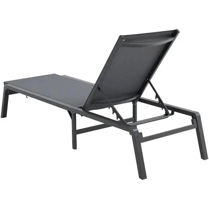 Adjustable Aluminum Outdoor Chaise Lounge Chairs  5-Position Reclining, Foldable Poolside Design