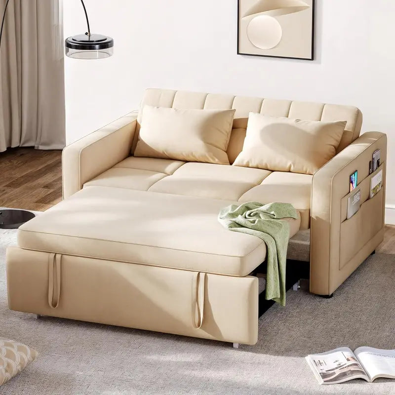 DWVO 3-in-1 Convertible Loveseat  Grey Scratch-Resistant Sleeper Sofa with Adjustable Backrest and Side Storage