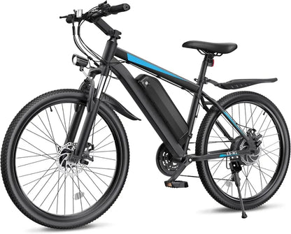 All-Terrain Electric Mountain Bike  1000W Peak Motor, 21.7 MPH, 50-Mile Range, 26-Inch Wheels