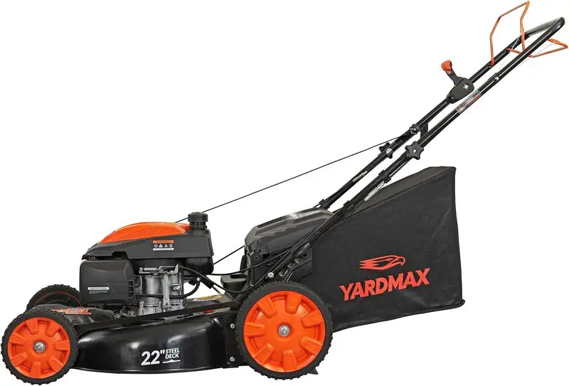 YARDMAX 22″ 201cc CVT Self-Propelled Gas Mower — 3-in-1 Functionality