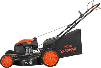 YARDMAX 22″ 201cc CVT Self-Propelled Gas Mower — 3-in-1 Functionality