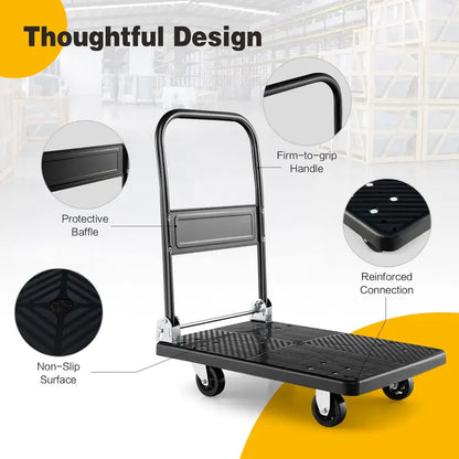 Foldable Hand Truck Dolly, 440-LB Load Capacity Moving Platform (28″ x 19″)