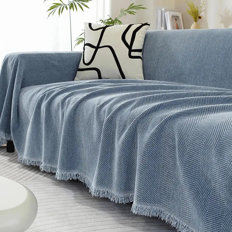 Decorative Sofa Throw Blanket  Patterned Design with Boho Tassel Trim