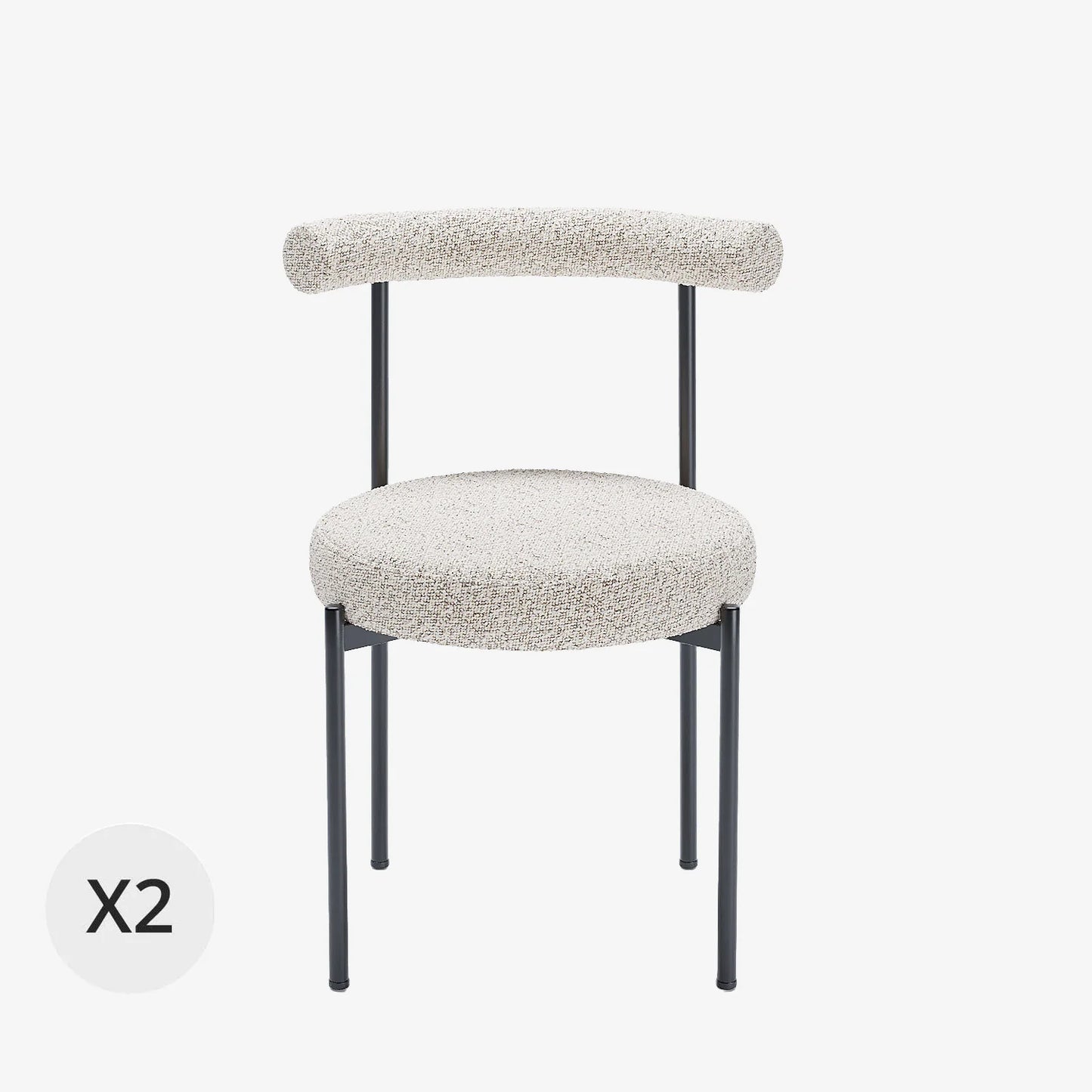 Lot de 2 chaises de salle   manger design moderne, bouclette grise et blanche Julia