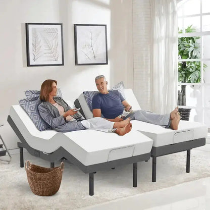 Adjustable Smart Bed Frame with Gel-Infused Memory Foam Mattress, Dual Massage, USB Charging, App & Remote Control