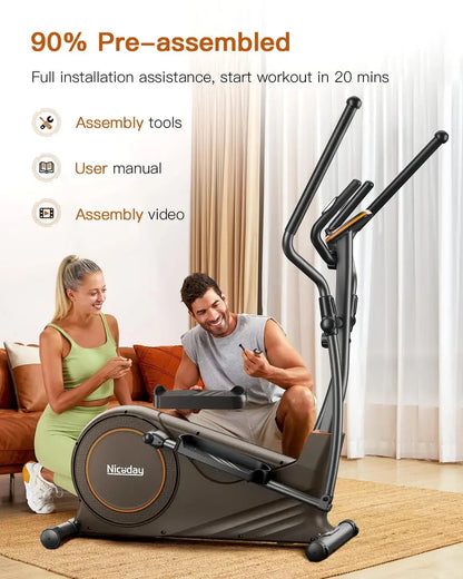 Niceday Elliptical Exercise Machine, Light-Commercial Grade, Ultra-Silent Magnetic Drive, 16 Resistance Levels, Home Gym Equipment