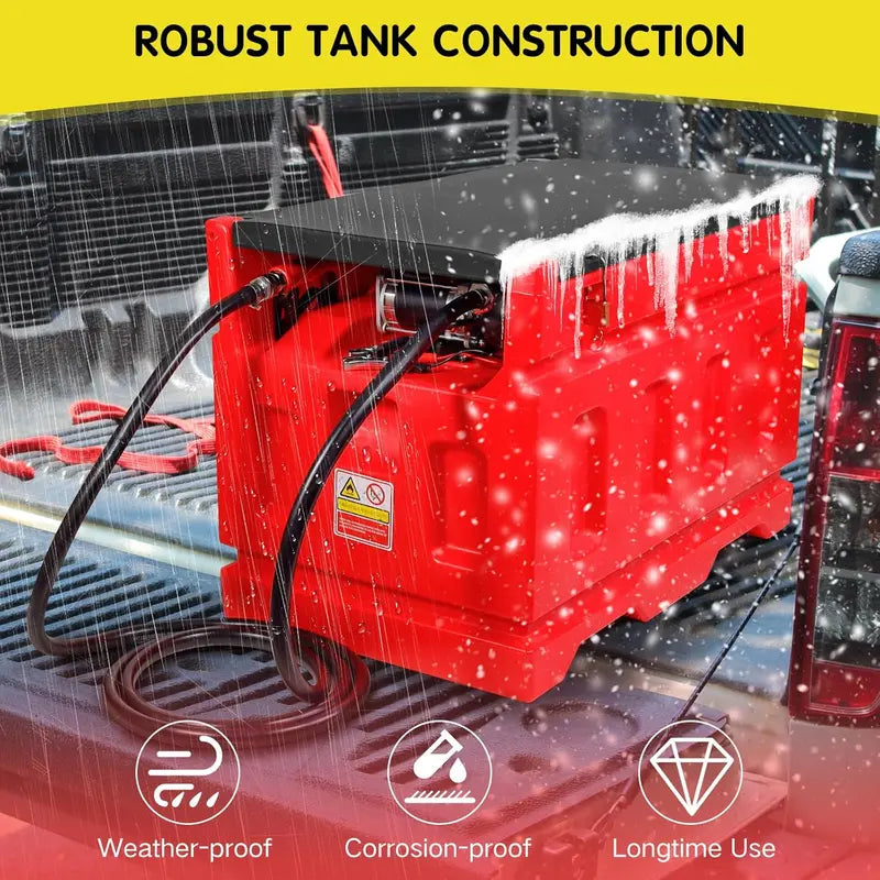 48-Gallon Portable Fuel Transfer Tank  12V DC Self-Priming Pump, 15 GPM Flow Rate, 13.1 ft Hose & Auto-Nozzle for Gasoline & Diesel