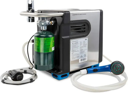 Portable Propane Water Heater & Shower Pump  Compact Outdoor Hot Water System with LCD Display, Safety Cutoff & Carry Case