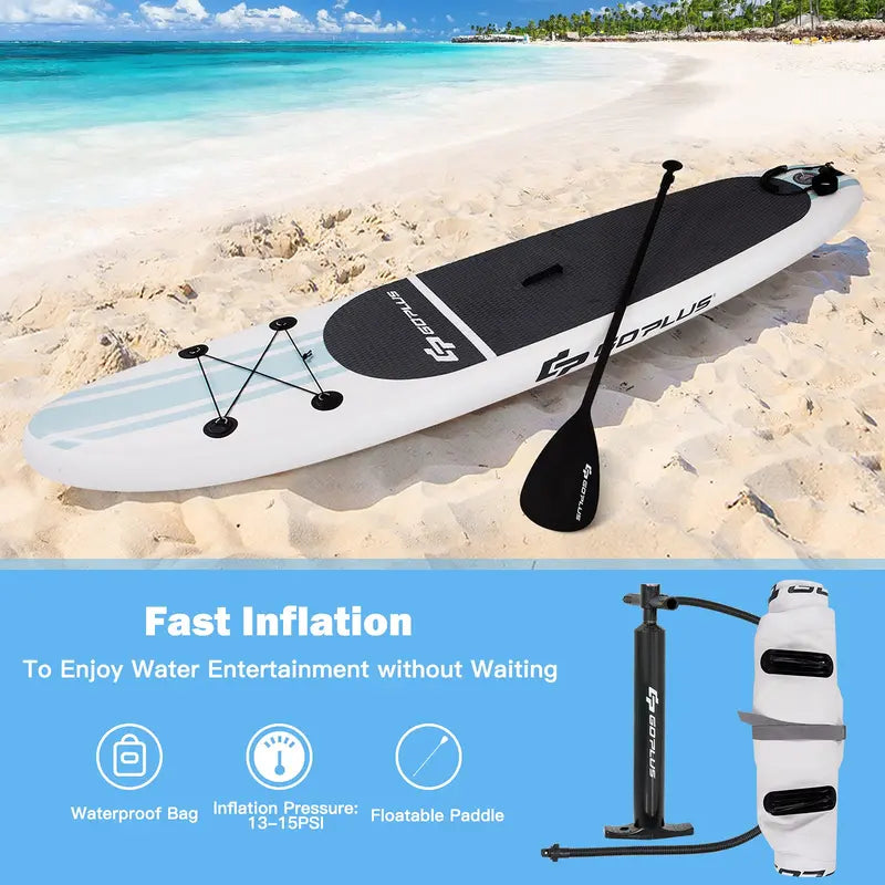 All-in-One Inflatable SUP Board with Telescoping Paddle and Carry Bag