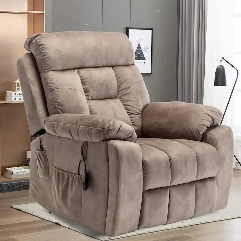 Large Power Lift Recliner — Full-Body Massage, Heat Function & Concealed Cup Holder