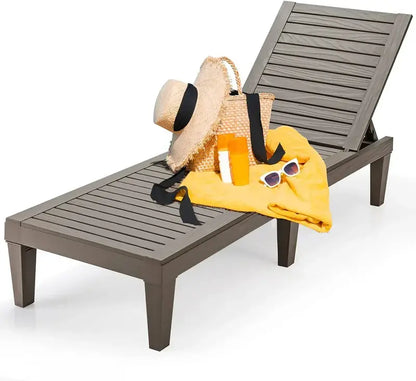 Lightweight Adjustable Chaise Lounge Chair  Outdoor Recliner with Multi-Angle Backrest