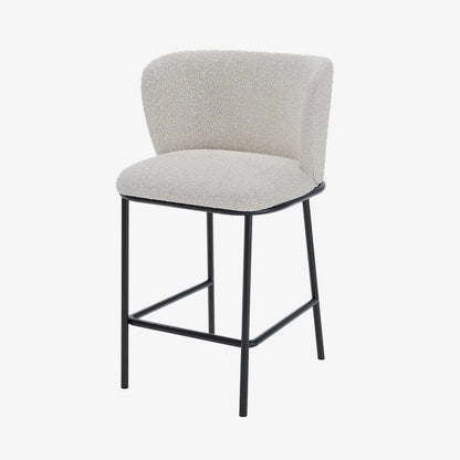 Lot de 2 tabourets de bar tissu boucl  blanc C sar