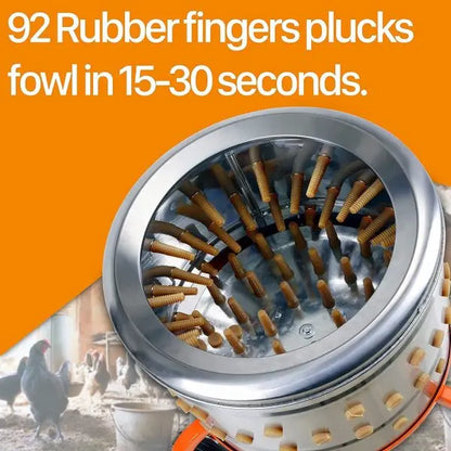 SuperHandy 1HP Electric Chicken Plucker  280 RPM, 92-Finger Drum, Stainless Steel Build