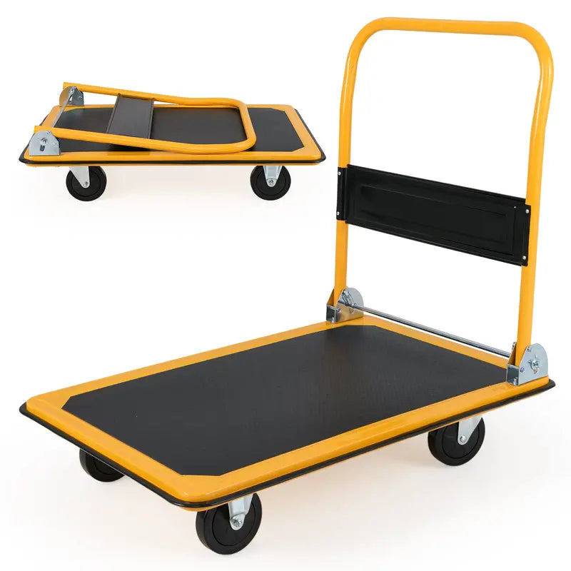 Heavy-Duty Folding Platform Cart  660 LB Capacity Flatbed Dolly with Smooth-Rolling Casters