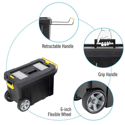 2-in-1 Rolling Toolbox  Modular Plastic Storage System with Wheels & Handles