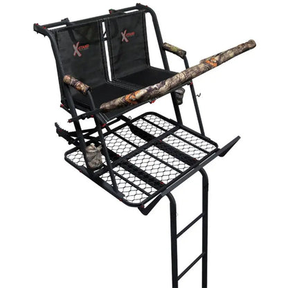 X-Stand Jayhawk 20-Foot Two-Person Ladder Stand  Lightweight Hunting Tree Stand with Safety Harness & Quiet Step Platform