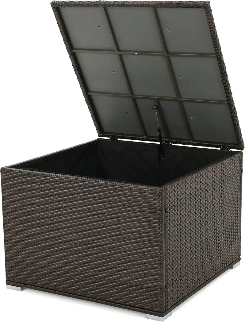 Samoa Multibrown Woven Resin Storage Box  Indoor/Outdoor Accent Bin