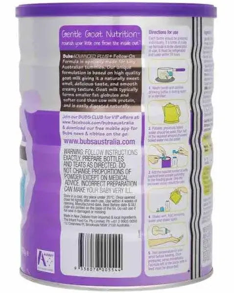 Bubs 28.2 oz. Goat Milk Stage 2 Infant Formula Powder