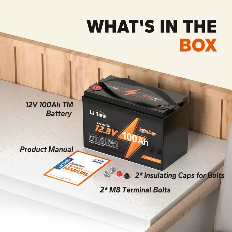 LiTime 12V 100Ah LiFePO4 Deep Cycle Battery  Integrated 100A BMS, Drop-in Replacement