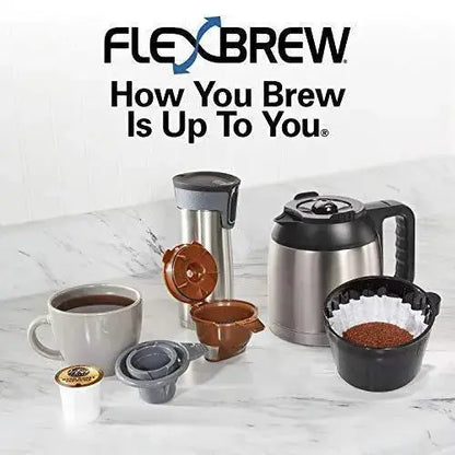 Hamilton Beach FlexBrew Thermal Coffee Maker  Dual-Brew System for K-Cup Pods or Ground Coffee, Programmable Timer, Black & Stainless Steel
