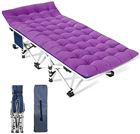 Heavy-Duty Folding Camping Cots with Built-in Mattresses  2-Piece Set for Outdoor Comfort
