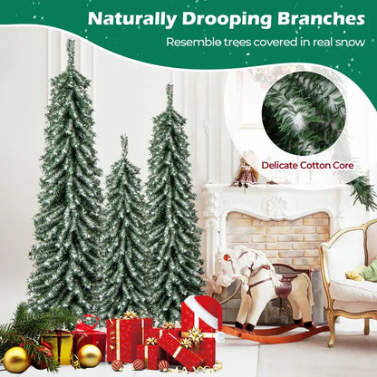 Three-Piece Pre-Lit Artificial Christmas Tree Set (4-, 5-, and 6-Foot) with Cascading Branches