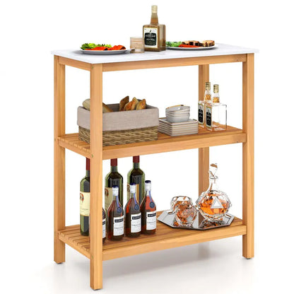 Three-Tier Wooden Patio Sideboard  32″ x 16″ x 36″ Outdoor Serving and Storage Unit