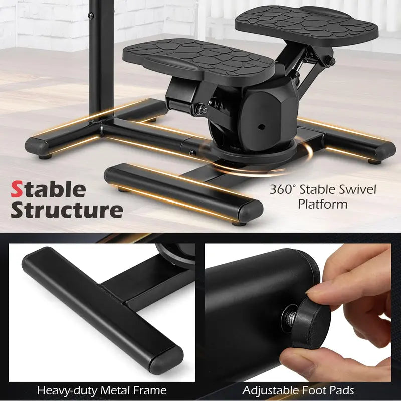 Dual-Function Twist Stepper  Waist Trimmer Platform with Handlebar & LCD Display